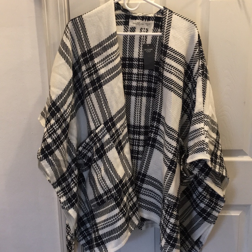 Plaid poncho